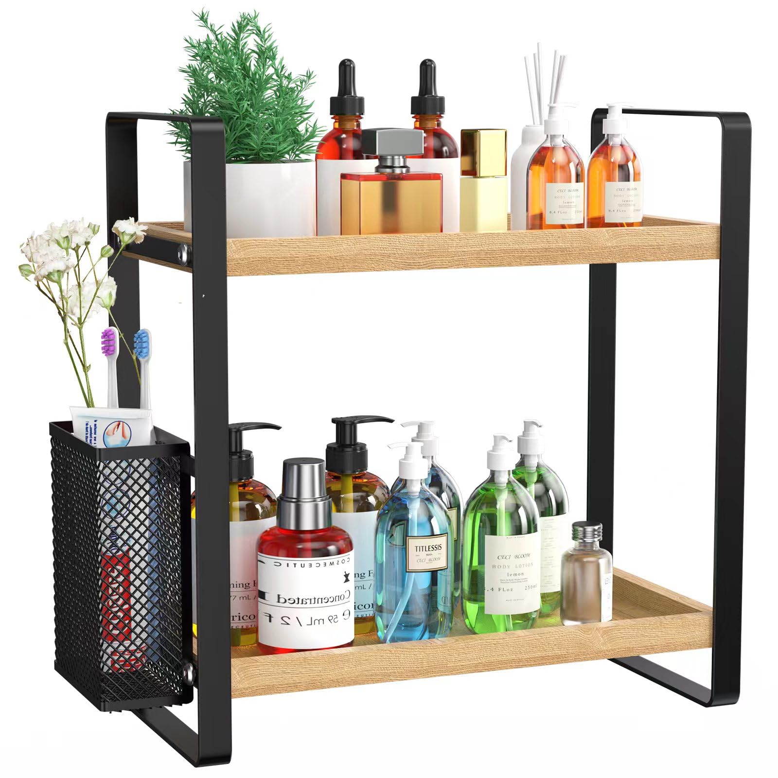 LEMIKKLE Bathroom Counter Organizer with Basket Bathroom Organizers and StorageSkincare Organizers for VanityStorage Organizers for Bathroom Kitchen Dresser