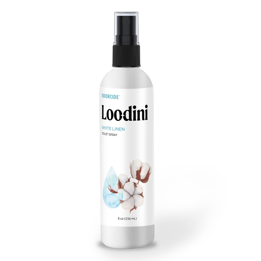 Odorcide Loo-Dini White Linen 8oz Toilet Spray & Bathroom Spray – Use This Bathroom Spray Odor Eliminator Before You Go – Poop Spray For Toilet and Bathroom Air Freshener & Bathroom Deodorizer