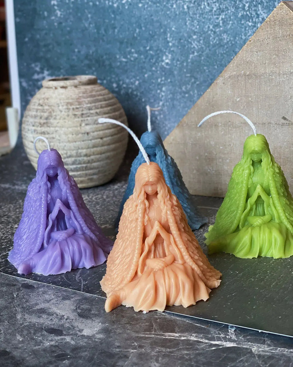 Colorful Praying Figure Candles