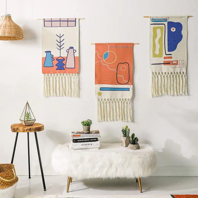 Handwoven Tassel Tapestry for Nordic Home Decor