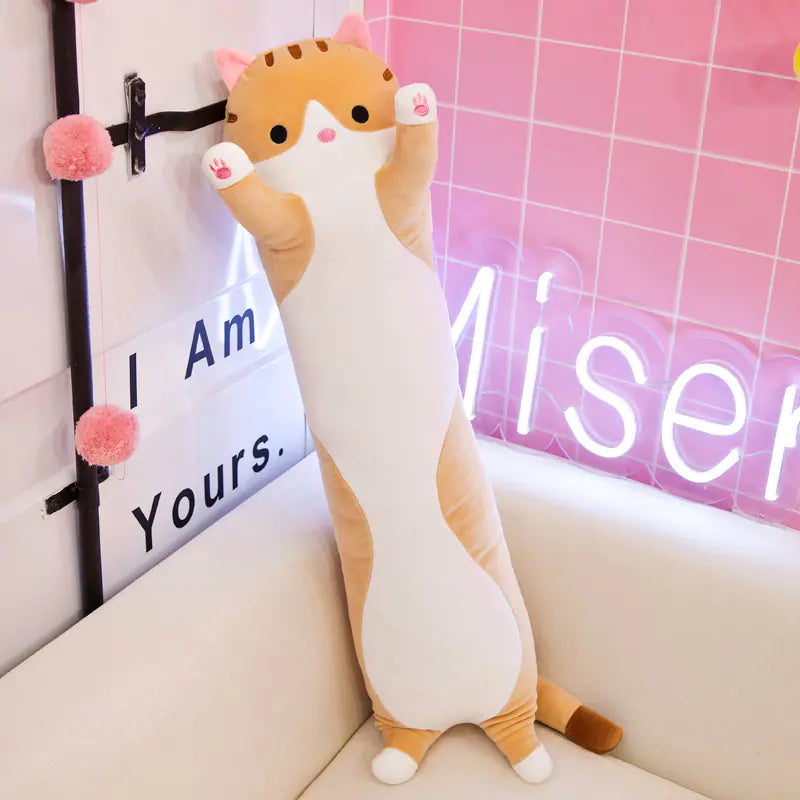 Long Cat Plush Pillow - Cartoon Cat Cuddle Toy