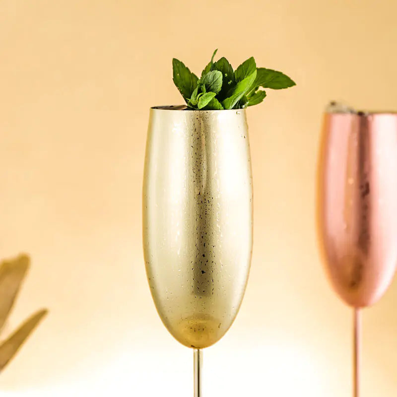 European Luxury Champagne Flutes - Stainless Steel Tulip Cups