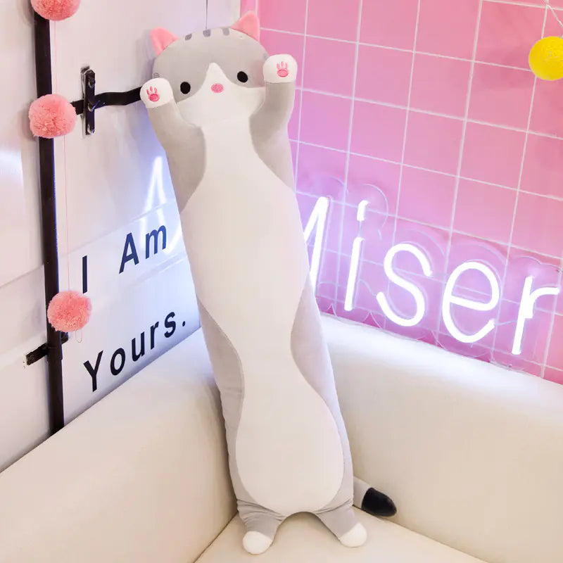 Long Cat Plush Pillow - Cartoon Cat Cuddle Toy