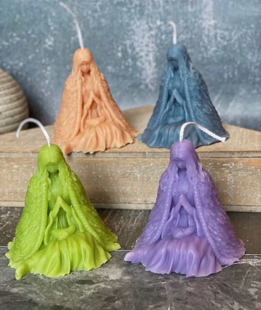 Colorful Praying Figure Candles