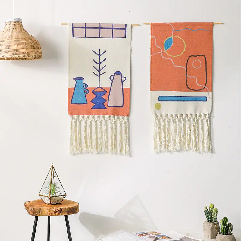 Handwoven Tassel Tapestry for Nordic Home Decor