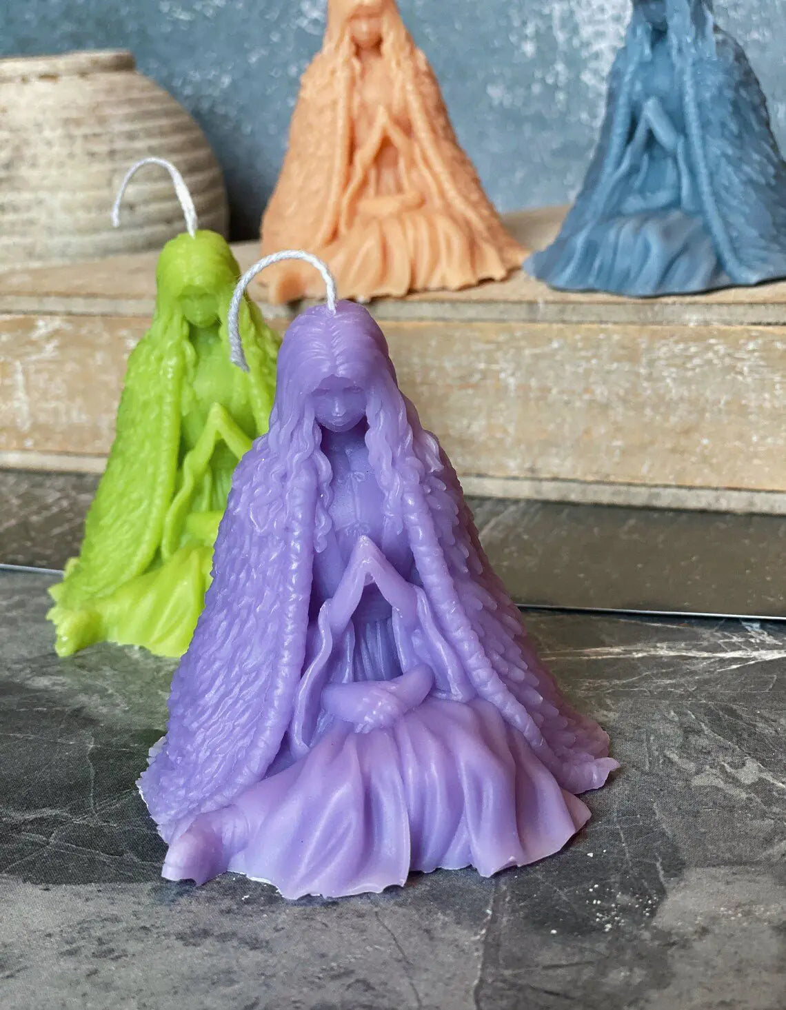 Colorful Praying Figure Candles