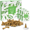 LA BELLEFÉE White Sage Incense Cones 120 Pcs Incense Cones with Incense Holder Natural Fall Scents Incense Cones Indoor Odor Remover Incense for Meditation Relaxation and Spiritual Cleansing